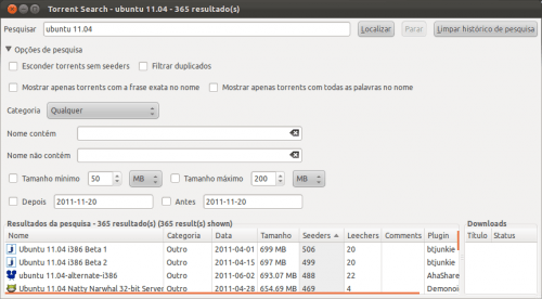 Torrent Search no Ubuntu 11.10