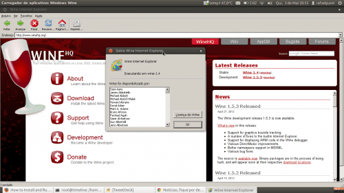 IE8 com Wine