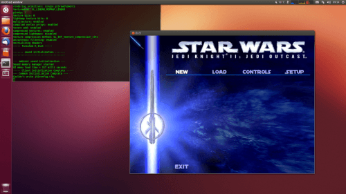 Star Wars Jedi Kinight II rodando no Ubuntu
