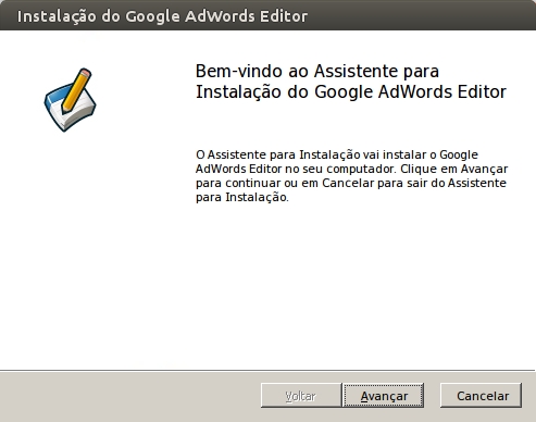 Janela do WINE do Adwords Editor
