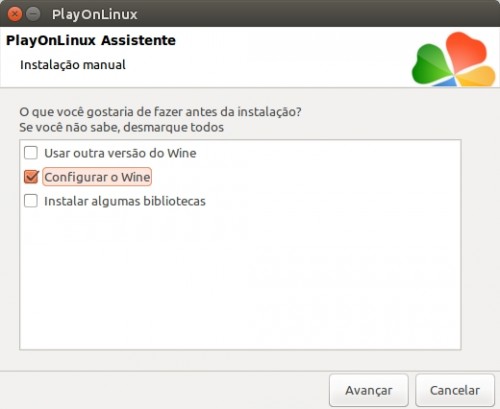 Configurar com o WINE