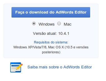 Baixando o Google Adwords Editor